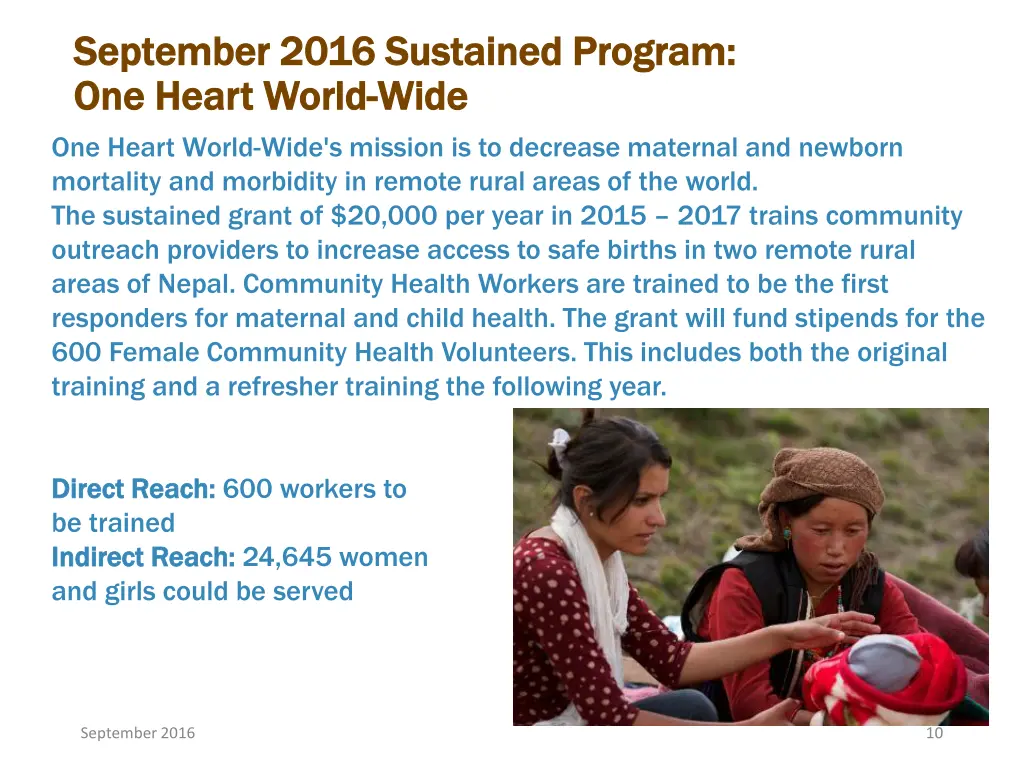 september 2016 sustained program september 2016