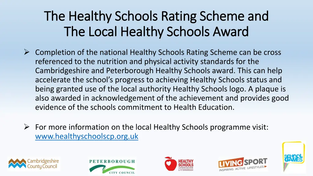 the healthy schools rating scheme and the healthy