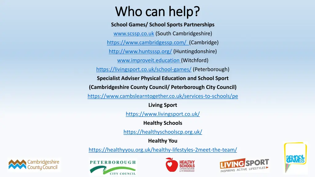 who can help who can help school games school