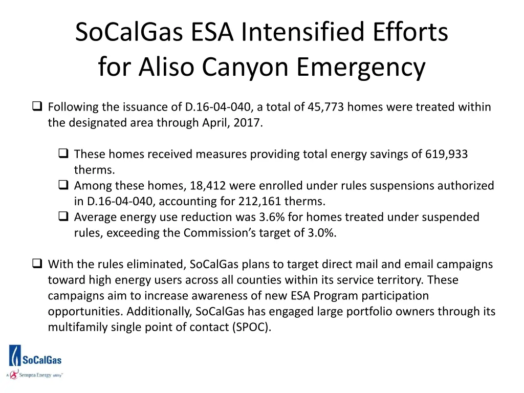 socalgas esa intensified efforts for aliso canyon