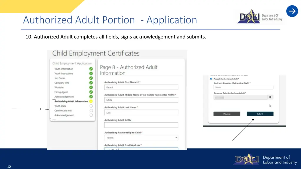 authorized adult portion application