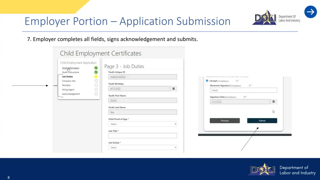 employer portion application submission