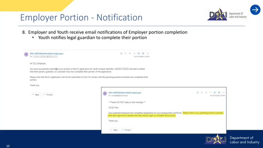 employer portion notification