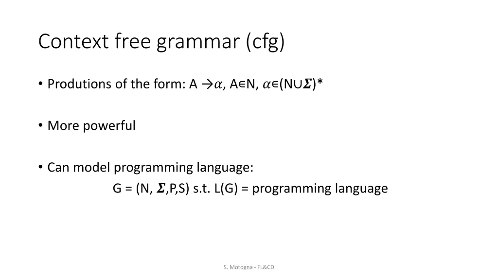 context free grammar cfg
