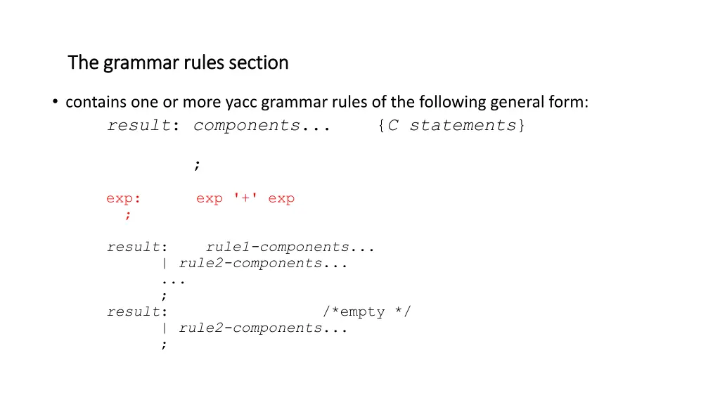 the grammar rules section the grammar rules