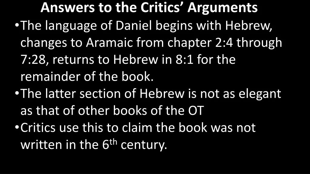answers to the critics arguments the language