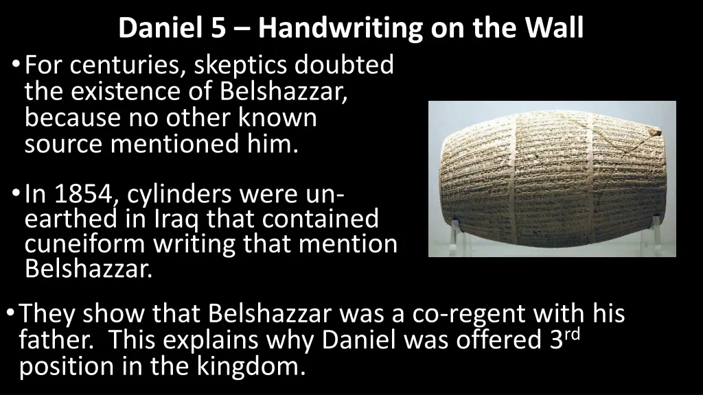 daniel 5 handwriting on the wall for centuries