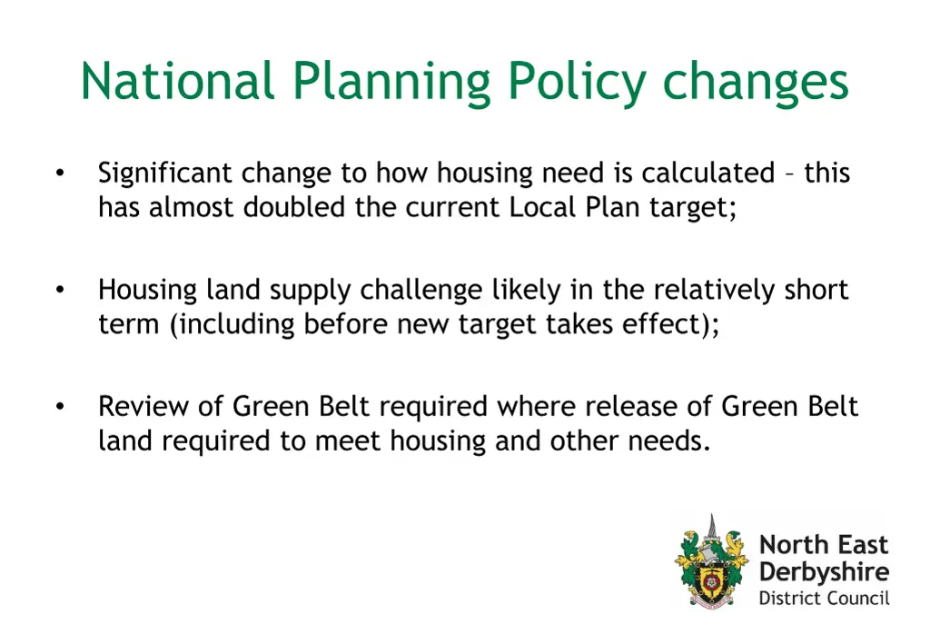 national planning policy changes