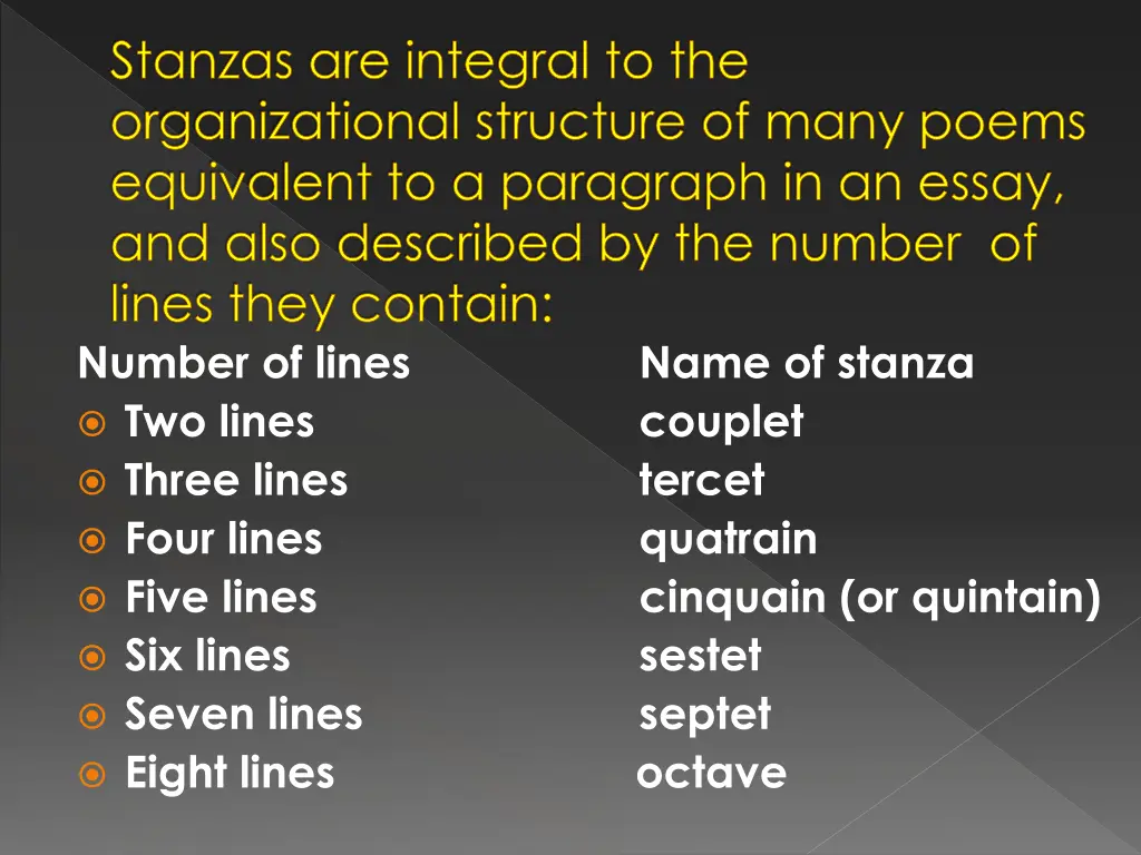 stanzas are integral to the organizational