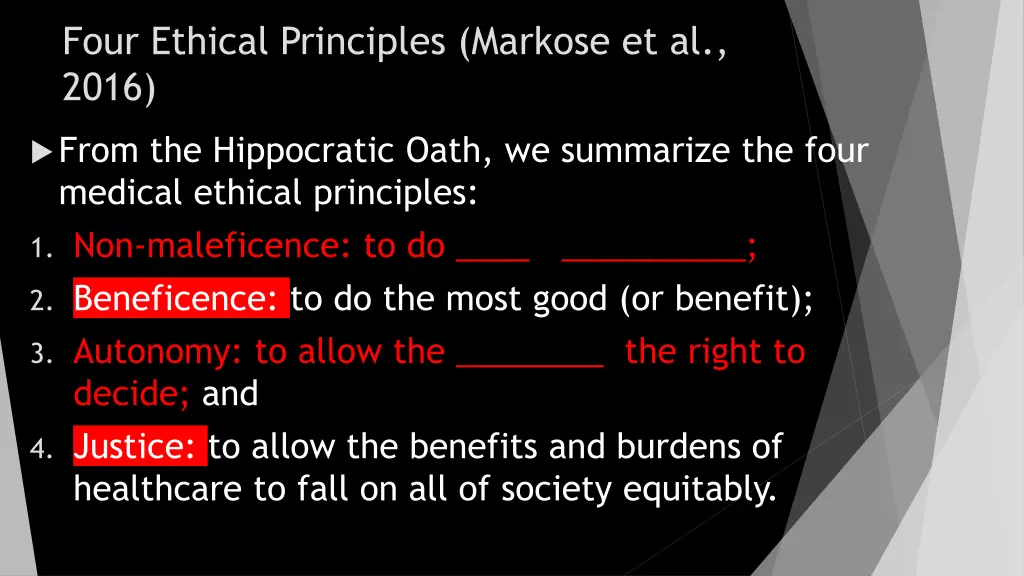 four ethical principles markose et al 2016