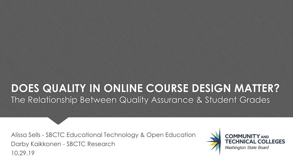 does quality in online course design matter
