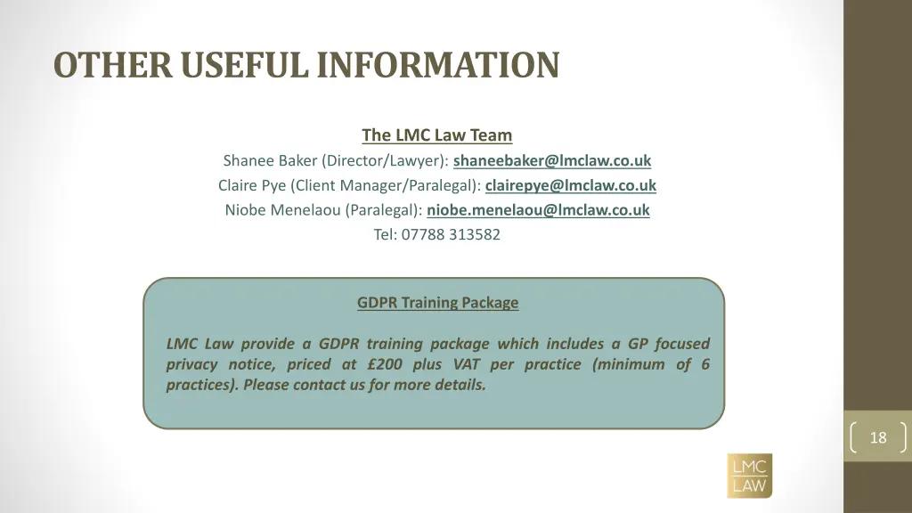other useful information