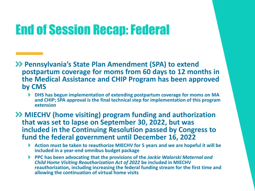 end of session recap federal