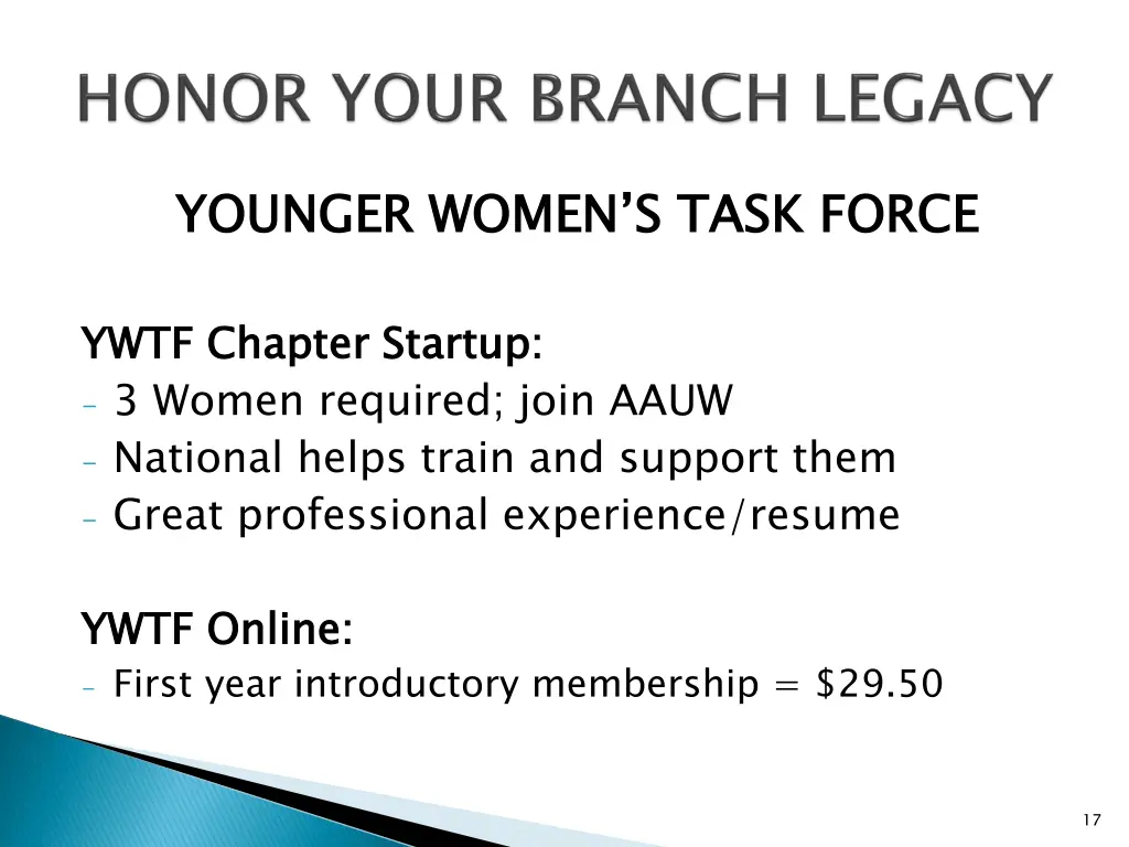 younger women s task force