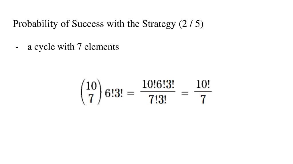 probability of success with the strategy 2 5