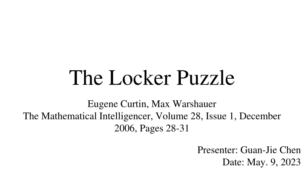 the locker puzzle