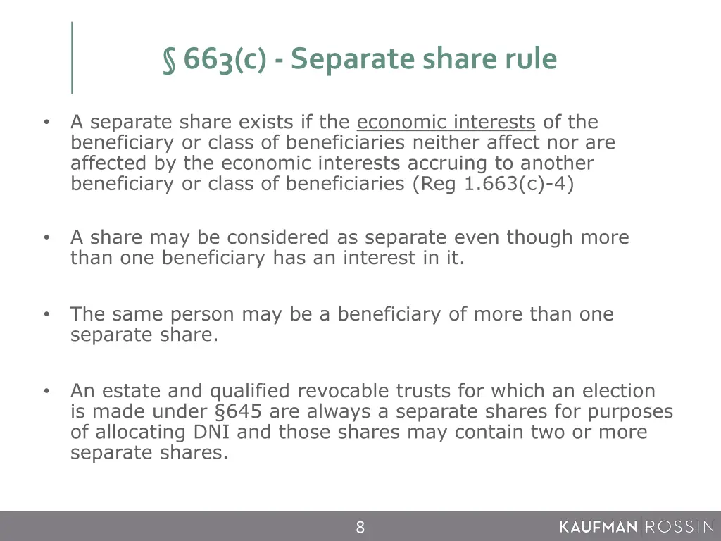663 c separate share rule