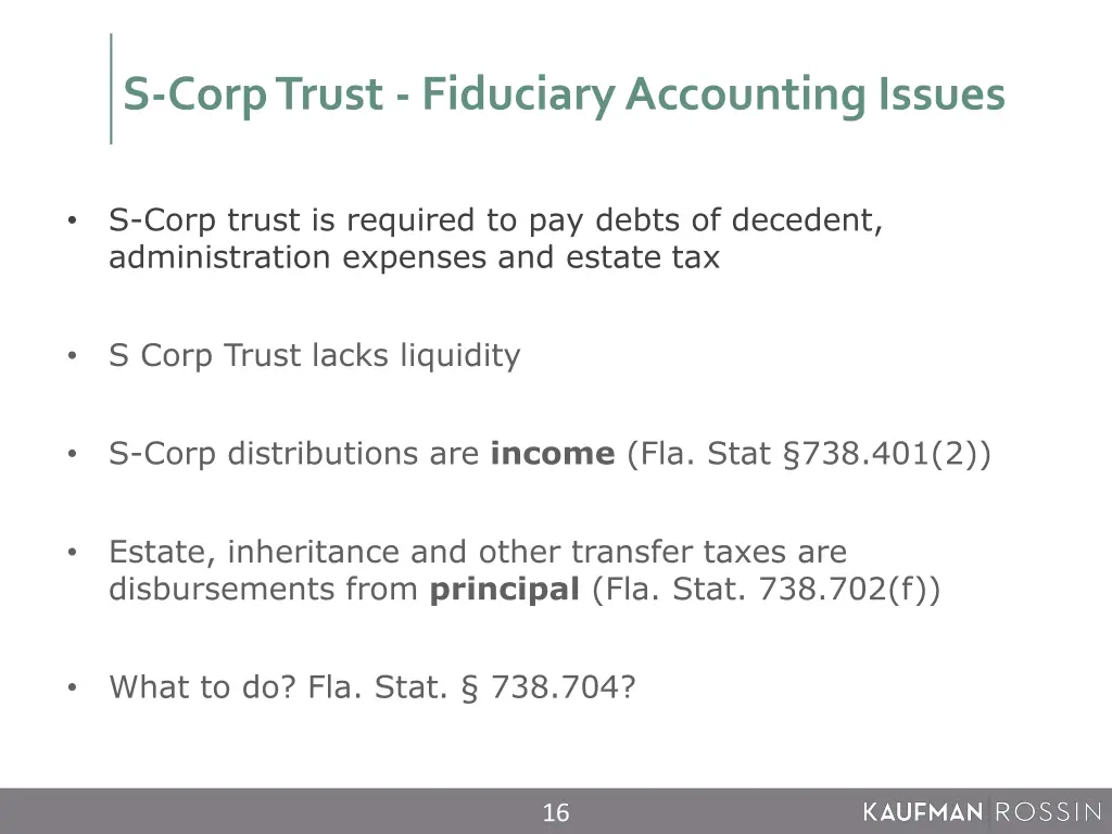 s corp trust fiduciary accounting issues