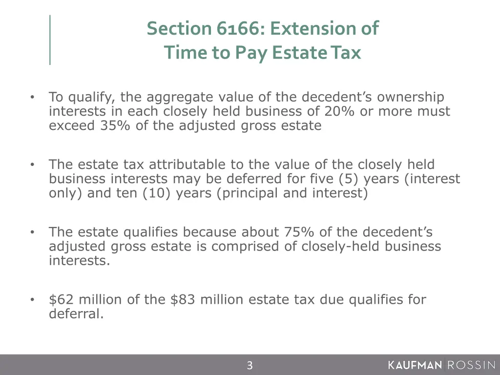 section 6166 extension of time to pay estate tax