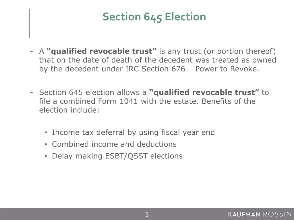 section 645 election