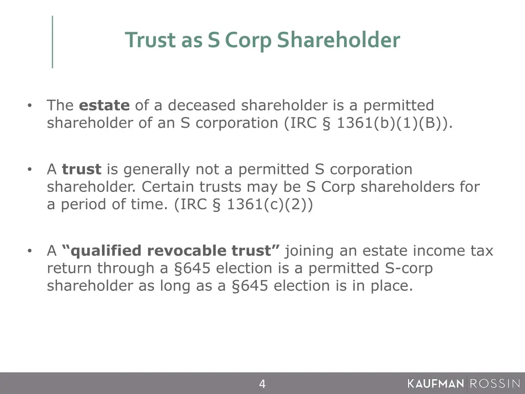trust as s corp shareholder