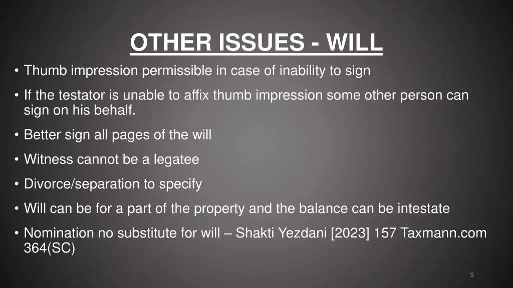other issues will thumb impression permissible