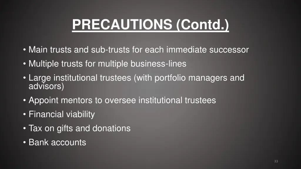 precautions contd 1