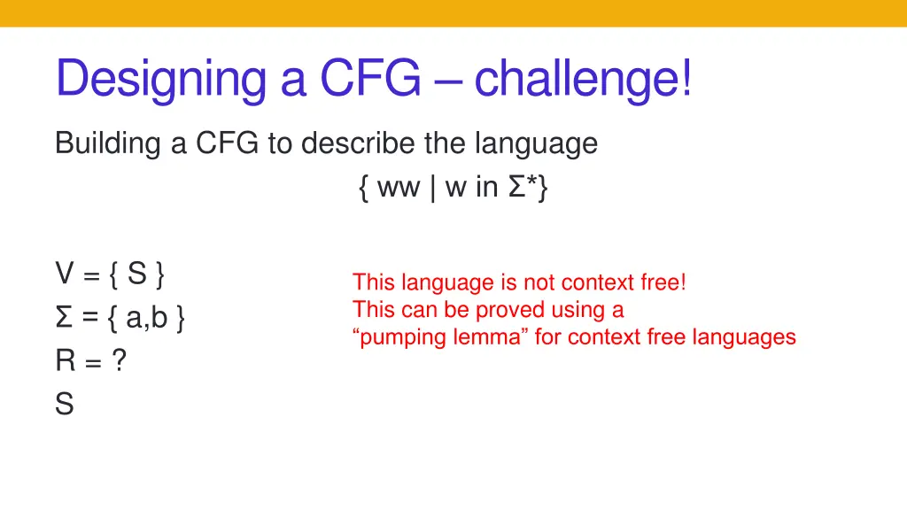designing a cfg challenge 1