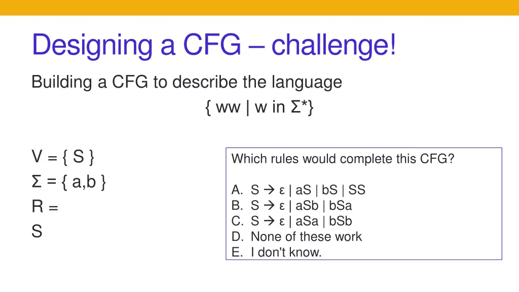 designing a cfg challenge