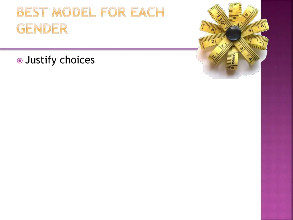 best model for each gender