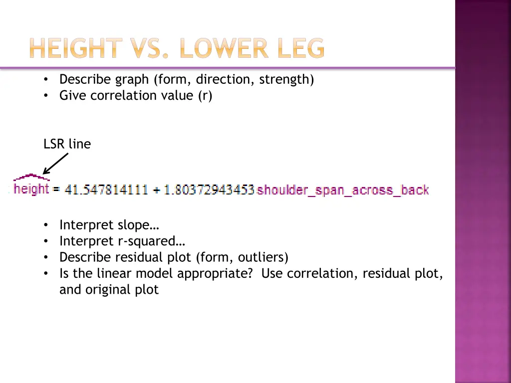 height vs lower leg 1