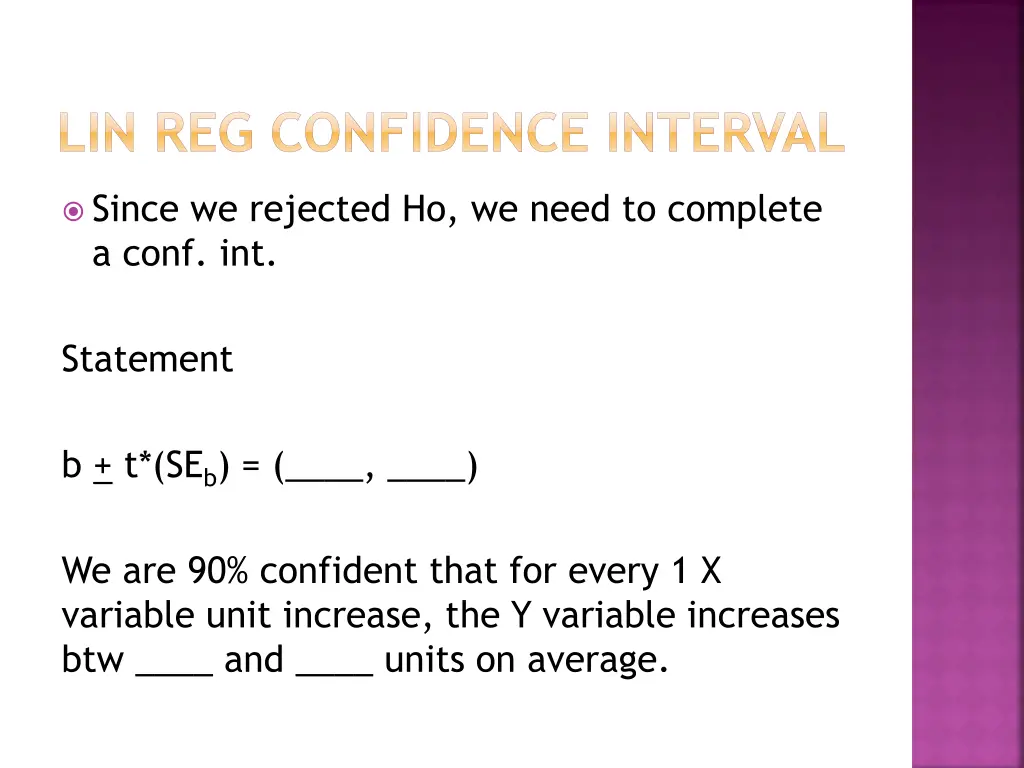 lin reg confidence interval