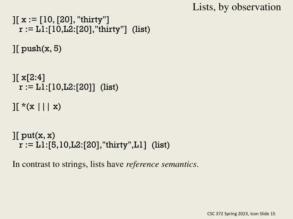lists by observation