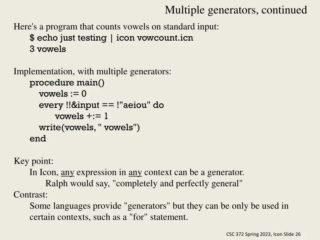multiple generators continued