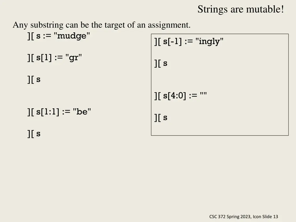 strings are mutable