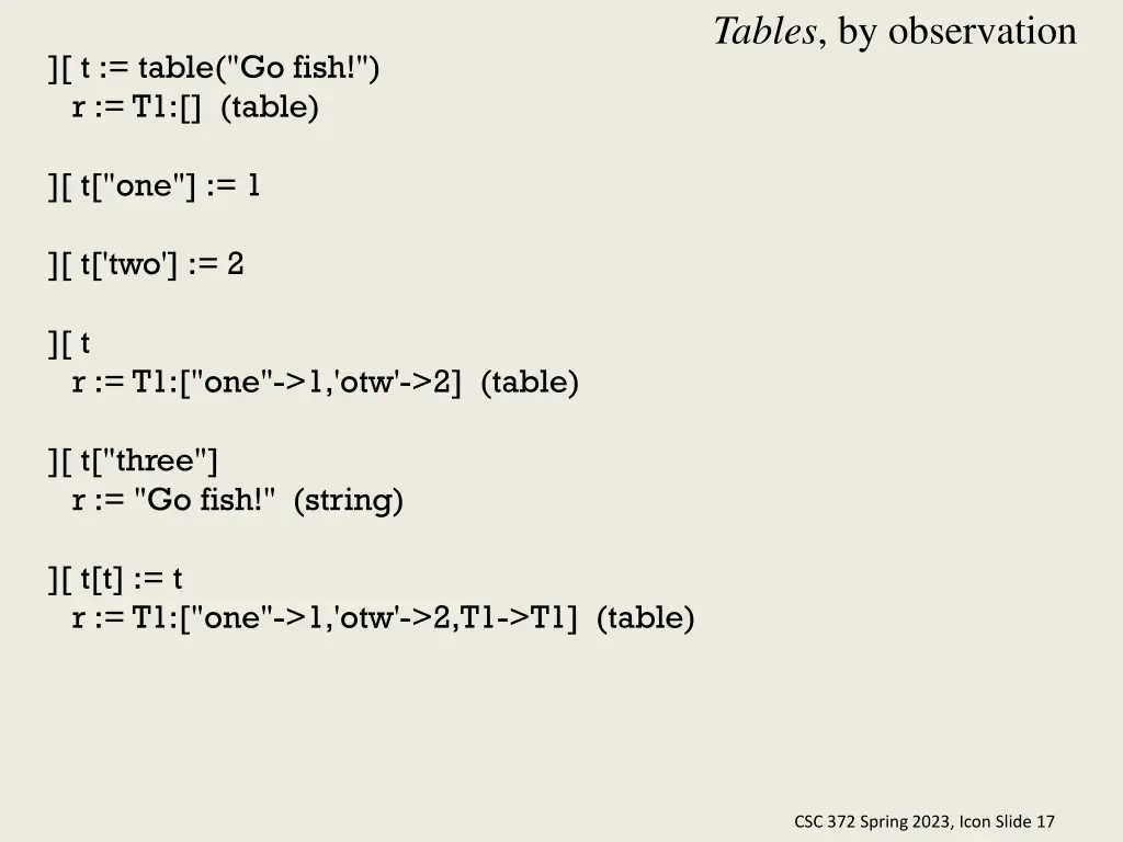 tables by observation