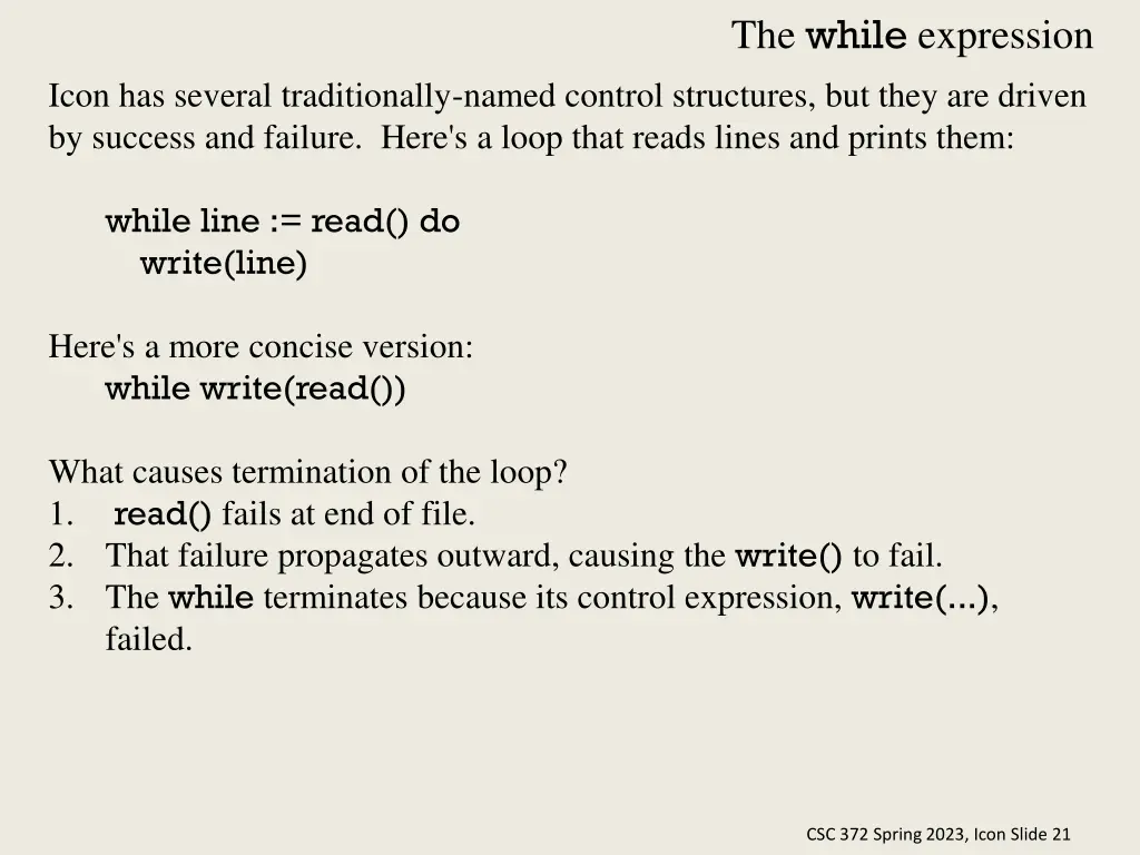the while expression