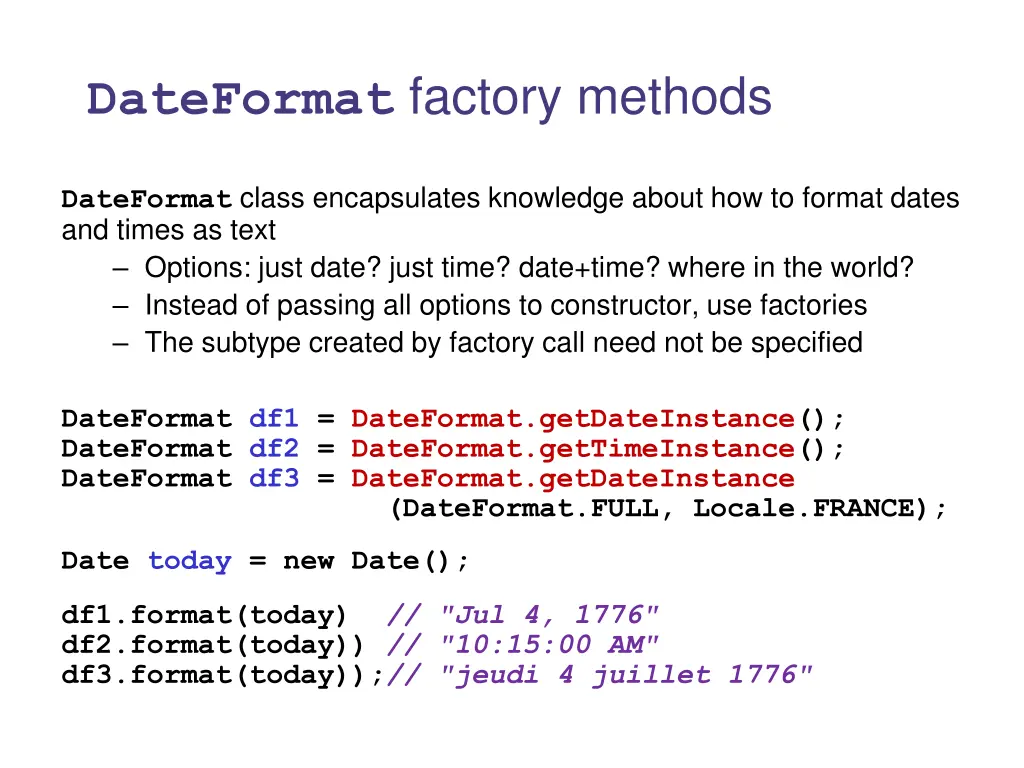 dateformat factory methods