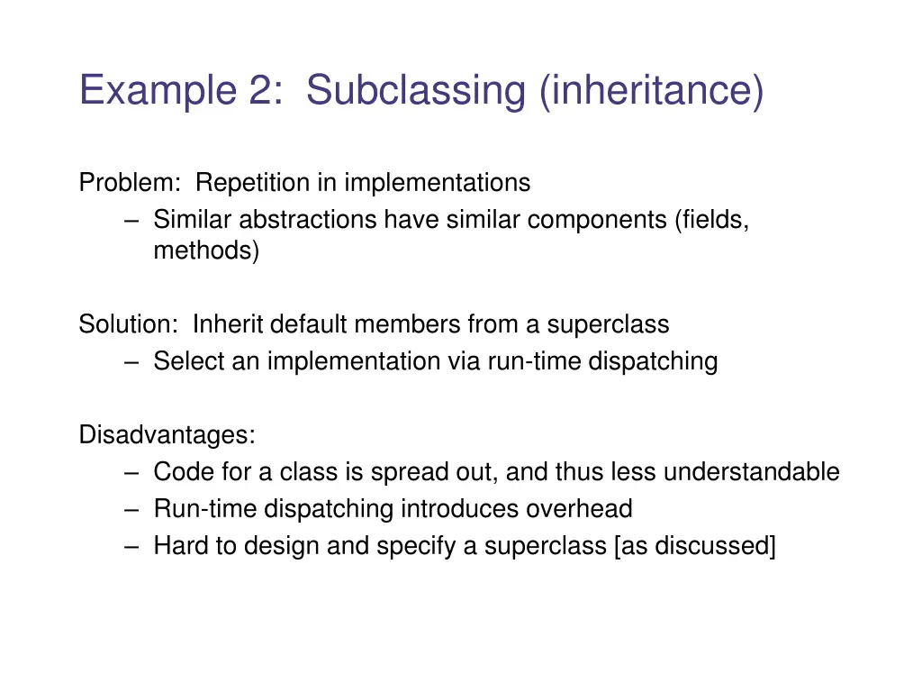 example 2 subclassing inheritance