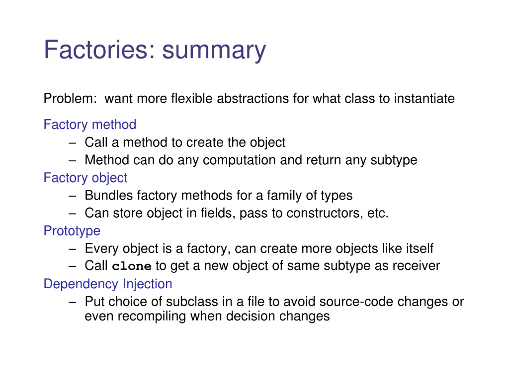 factories summary