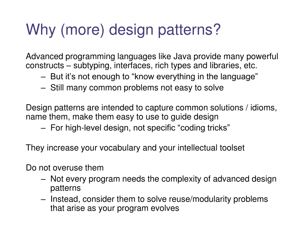 why more design patterns