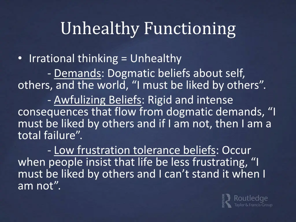 unhealthy functioning