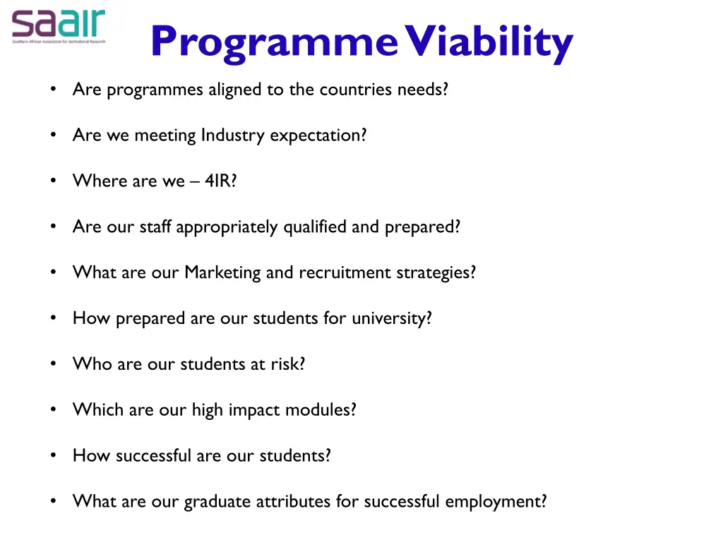 programme viability