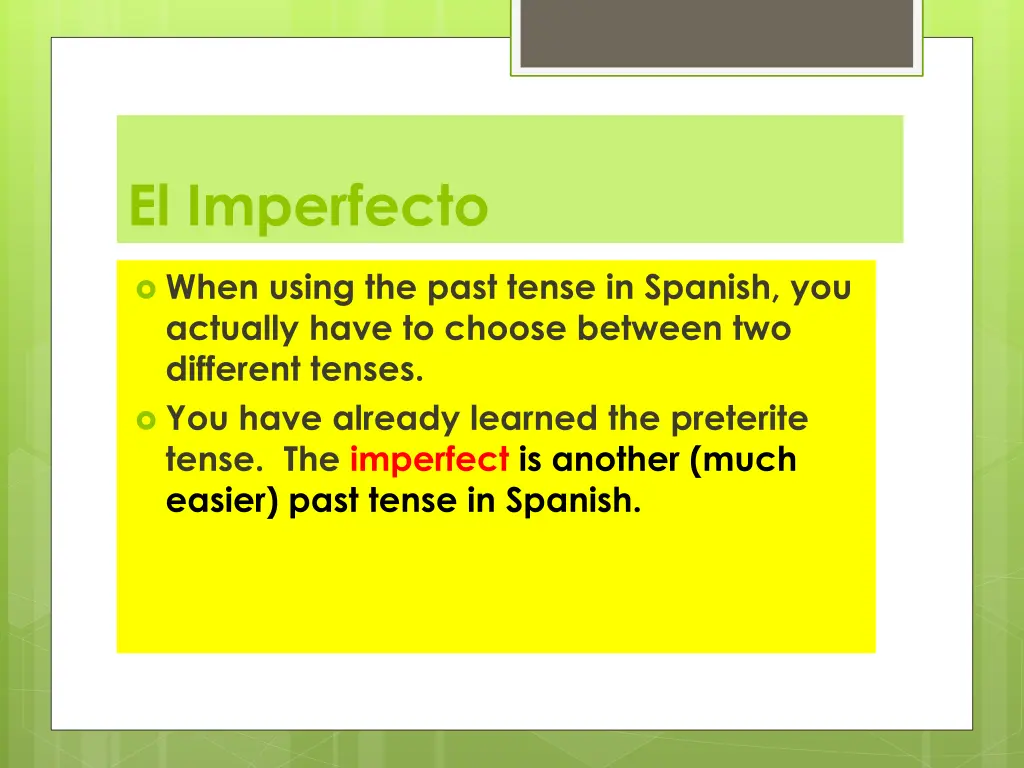 el imperfecto