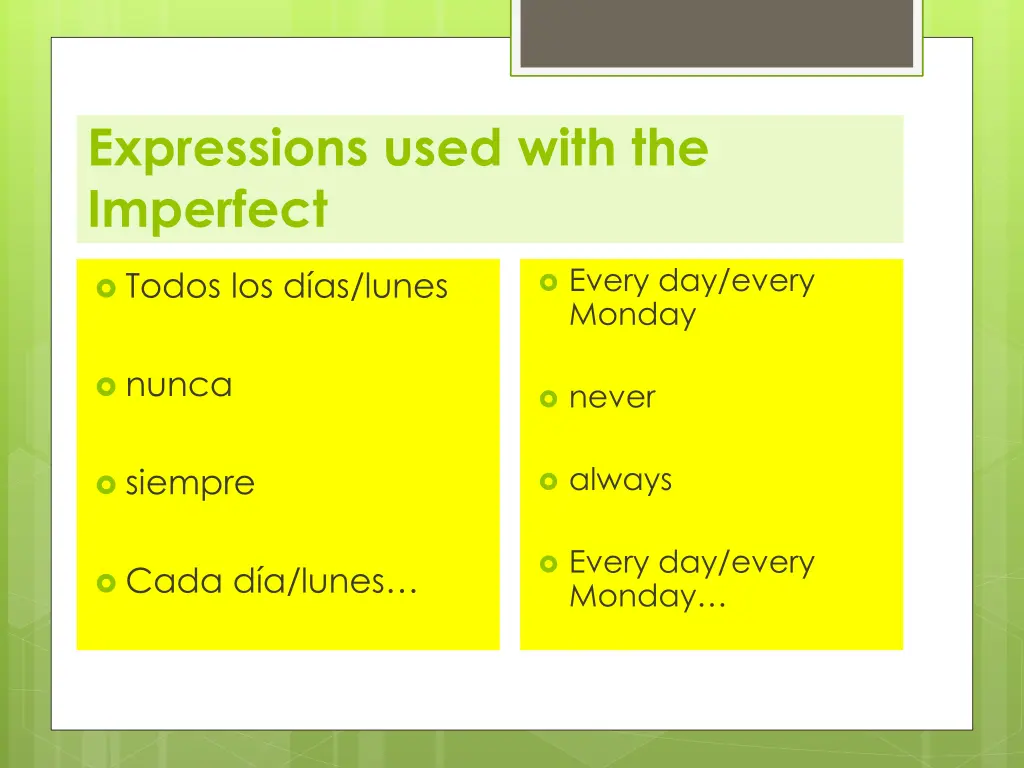 expressions used with the imperfect 1