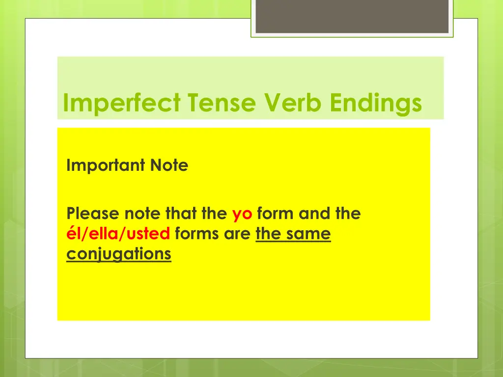 imperfect tense verb endings