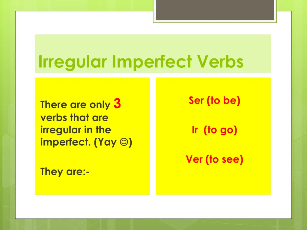 irregular imperfect verbs