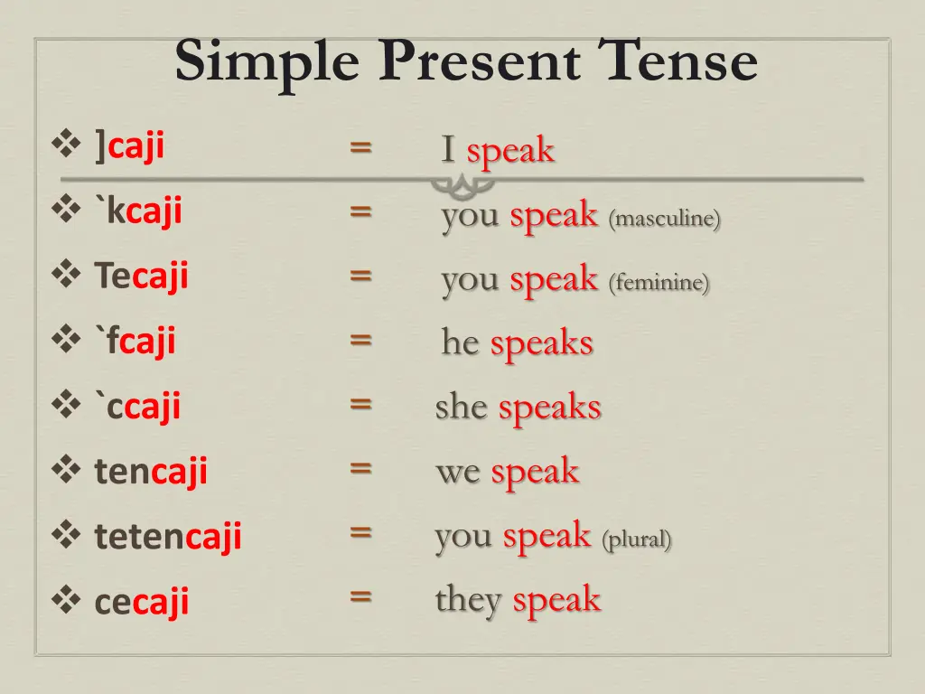 simple present tense
