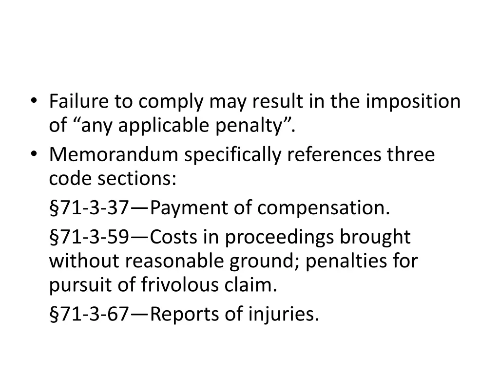 failure to comply may result in the imposition
