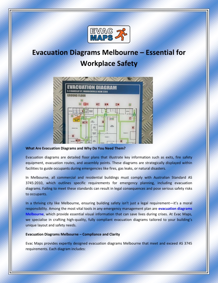 evacuation diagrams melbourne essential